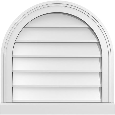 Ekena Millwork Round Top Surface Mount PVC Gable Vent w/ 2"W x 2"P Brickmould Sill Frame, 20"W x 20"H GVPRT20X2003SN